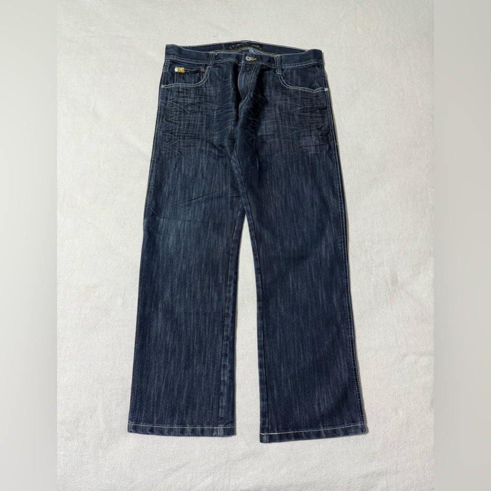 💲South Pole‎ Mens 33x29 Yellow Tab Jeans Skater Hip hop 8180 Y2K Blue Denim